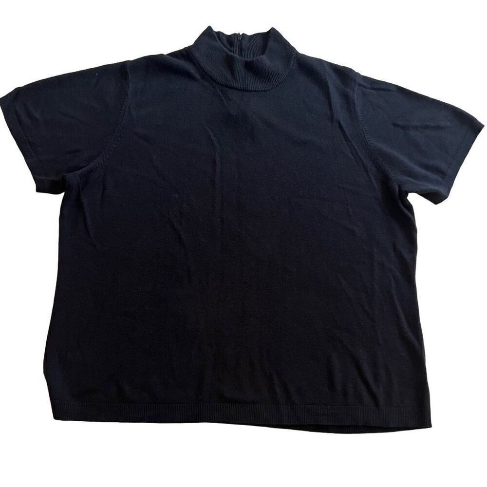 Susan Graver black mock neck short sleeve shirt Size 2X
